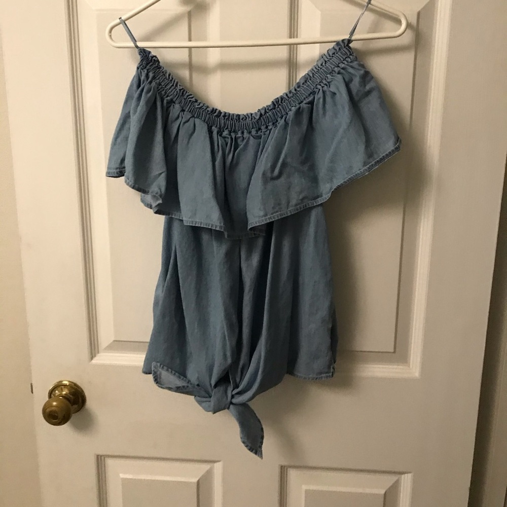Denim off the shoulder top, size medium, like new.